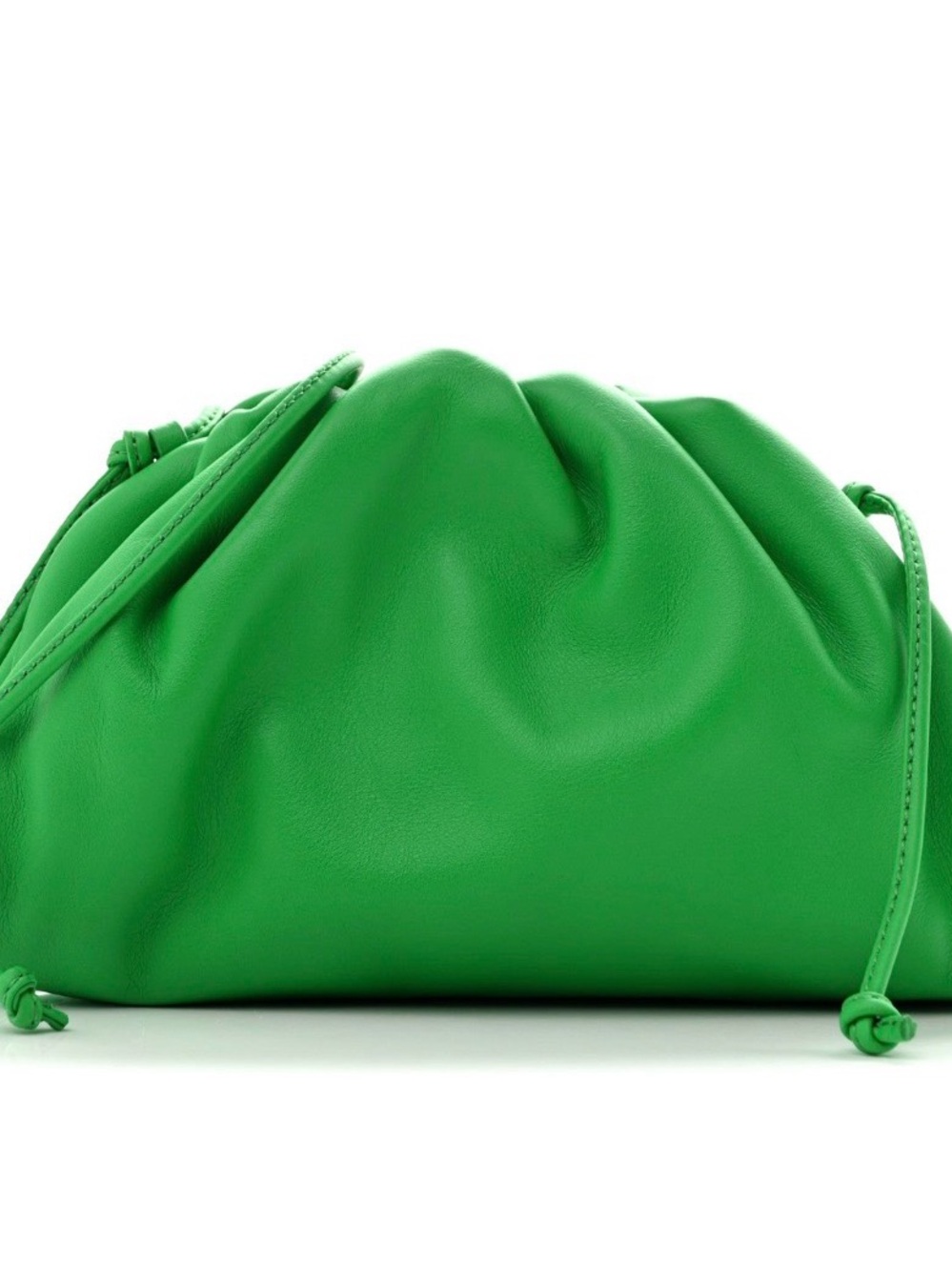 Bottega Veneta Bright Green Leather Drawstring Pouch